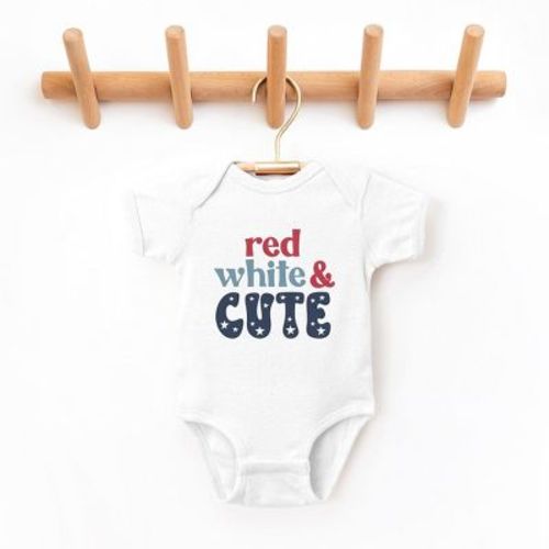 The Juniper Shop Red White And Cute Stars Baby Bodysuit - Newborn - Natural