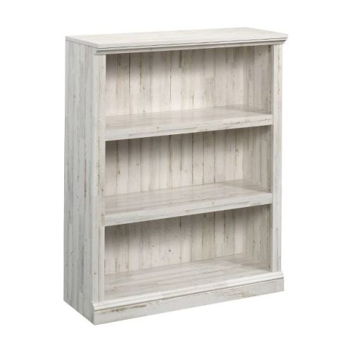 44" 3 Shelf Bookcase White - Sauder: Farmhouse Style, Smooth Laminate Finish, MDF Construction