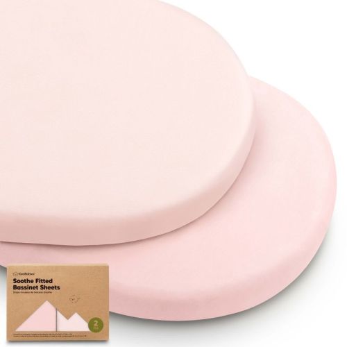 KeaBabies Organic Bassinet Sheet for Baby Girls, Boys, 2-Pack Soothe Bassinet Fitted Sheets, Bedside Bassinet Mattress Sheet (Mist Rose)