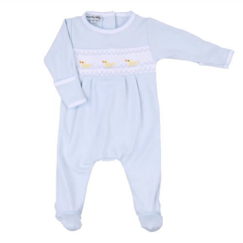 Just Ducky Classics Blue Smocked Footie