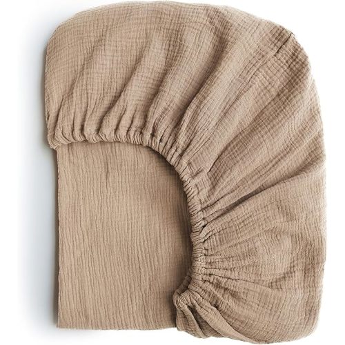 Konssy Muslin Fitted Crib Sheets 100% Cotton Baby Crib Sheets for Standard Crib Mattress (28 X 52 Inches), Soft and Breathable for Boy, Girl (Sepia)