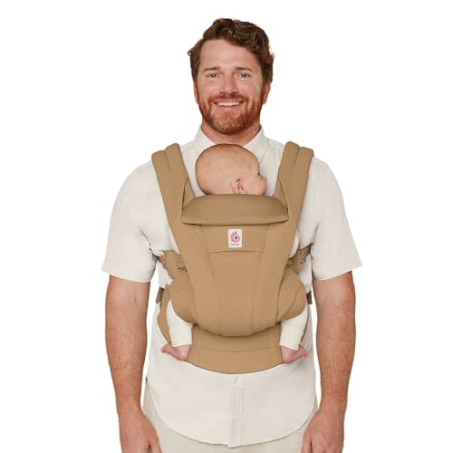 Ergobaby Omni Deluxe Baby Carrier Newborn to Toddler - Breathable Baby Carriers for Summer - All-Position Carrier with Enhanced Lumbar Support & Airflow (7-45 Pounds), Cotton, Camel