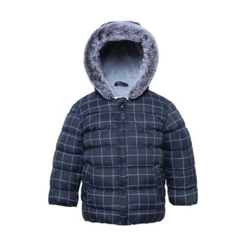 Rokka&Rolla Infant Boys' Warm Winter Coat-Baby Fleece Puffer Jacket-Dark Gray Check, size 6-9 Months