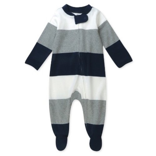 Organic Cotton Sleep & Plays Jumbo Stripe Navy Newborn
