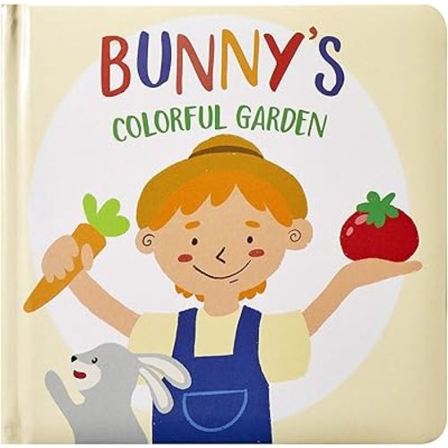 Kate & Milo 'Bunny's Colorful Garden' Board Book for Children, Learn Colors and Food Names, Baby and Toddler Development, Gift for New and Expecting Parents