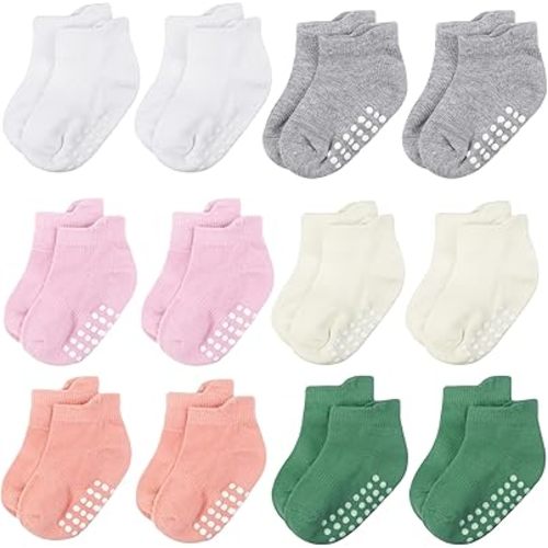 Baby and Toddler Socks,Soft Cotton Non-Slip Ankle Socks for New Born,Boys and Girls