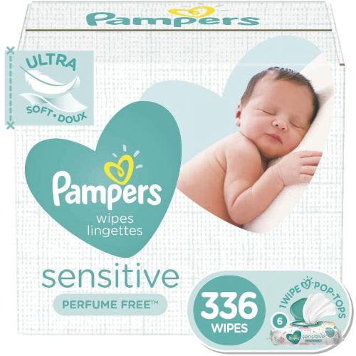Pampers Sensitive Water Based Diaper Wipes, Hypoallergenic, Unscented-6 Packs, 336 Wipes
