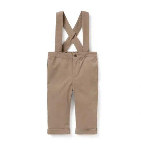 Baby Taupe Baby Corduroy Suspender Pant by Janie and Jack