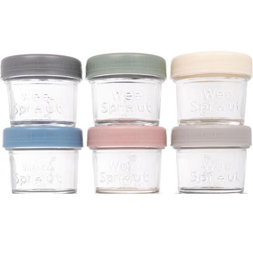 Weesprout Glass Baby Food Storage Jars W/ Lids - 4oz, 6 Pack Set