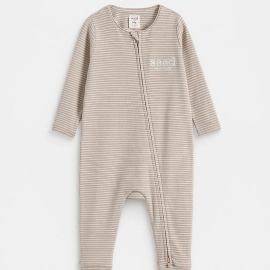 Core Logo Zipsuit | Sand Stripe | Seed Heritage