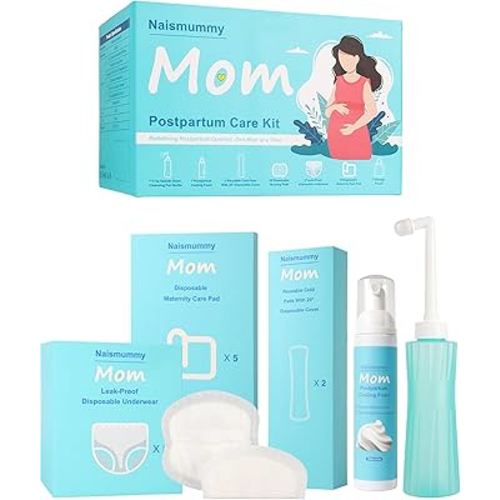 Postpartum Essentials Recovery Kit for Labor & Delivery – Nursing Pads, Peri Bottle, Ice Pack Pad, Postpartum Underwear, Disposable Bed Pads, Perineal Foam, 55 Piece Gift Set