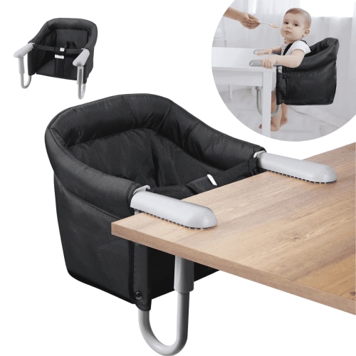 PandaEar Portable High Chair | Baby Travel Table Clip-On Seat | Food Booster in Black