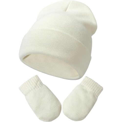 Baby Beanie Hat Gloves Set, Kids Winter Warm Knit Hat with glvoes,Toddler Soft Beanie for Little Boys Little Girls Children