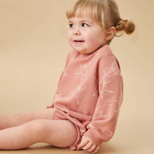 Little Ballerina Sweater Bodysuit Ballerina Day Print / 3 - 6 M