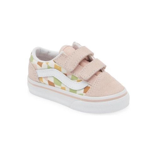 Walker & Toddler Kids' Old Skool V Sneaker, Pastel Block Multi/ True White