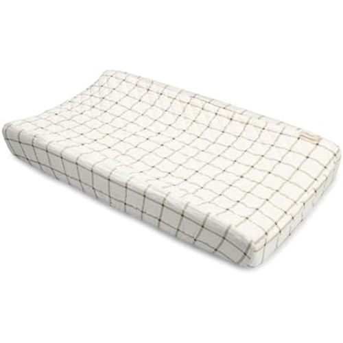 Crane Baby 100% Organic Cotton Change Pad Cover, Neutral Check Pattern for Boys, Girls, Unisex, Ultra-Soft GOTS Certified Cotton Cover, Perfect Registry Gift
