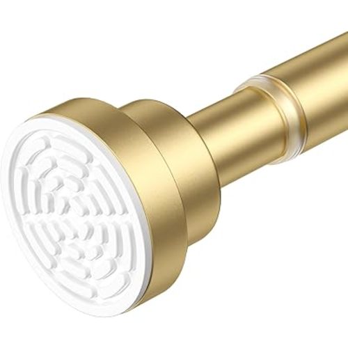 AIZESI Gold Tension Curtain Rod No Drilling 28-50 Inch 1PCS,Spring Tension Rod Non-Slip,Bathroom Shower Rod Non-Rust,Adjusatable Tension Rod For Windows Doorway Curtains