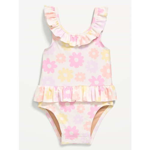 Printed Ruffle-Trim One-Piece Swimsuit for Baby