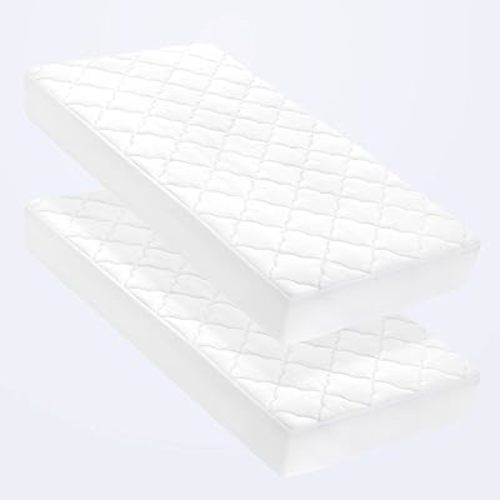 SLEEP ZONE Waterproof Crib Mattress Protector Pad 2-Pack - Quilted, Fitted Baby Mattress Cover 28"x52" - Soft Breathable Toddler Mattress Pad Noiseless Infant Bed Topper - Deep Pocket 14" White