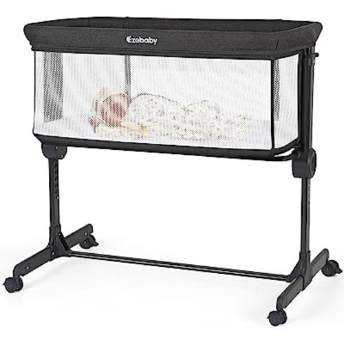 Ezebaby Baby Bassinet, Bedside Bassinet for Baby, Portable Baby Bassinets Bedside Sleeper for Newborn Baby Infants with Adjustable 7 Heights and All Mesh Sides, Mattress & Sheet Included