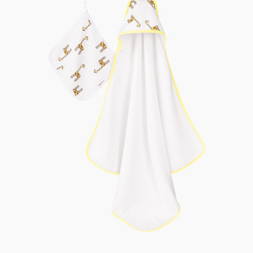 Aden + Anais Muslin-Backed Hooded Towel & Washcloth Set - Jungle Jam