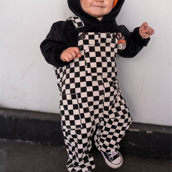 Classic Checkered Overalls - Black | Little Trouble
