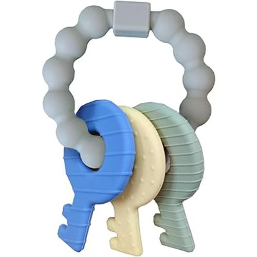 Baby Teether Keys,Teething Keys Toys for 3 to 18 Months Infants Toddler Sensory Chew Toys BPA-Free Toy for Baby Teething Relief(Grey)