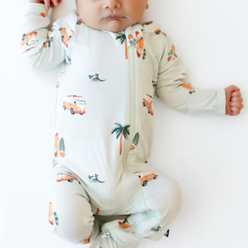 Zippered Footie in Dew Surf