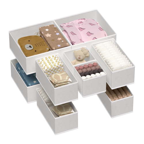 Vtopmart 10 Pack Drawer Organizer for Clothes, Dresser Drawer Organizer, Cabinet Organizer,Gray