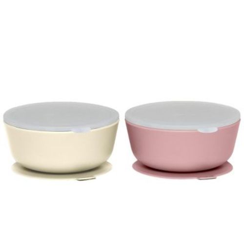 Weesprout Suction Bowls For Baby & Toddlers (set Of 2) - 100% Silicone W/plastic Lid - Leak Proof Feeding Supplies