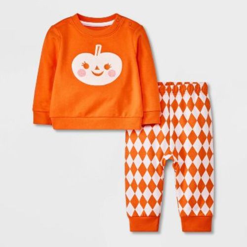 Baby Halloween Pumpkin Top & Pants Set - Cat & Jack™ Orange 3-6m
