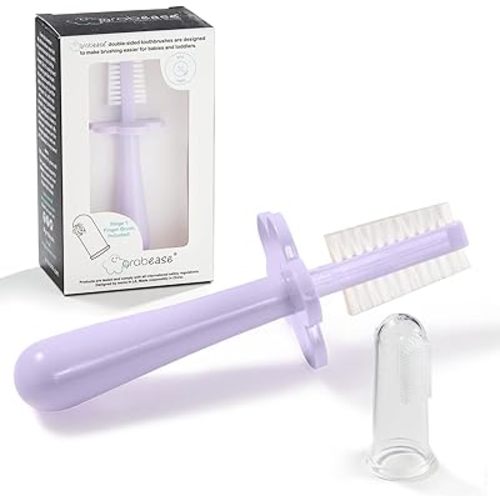 grabease Infant Baby Toddler Toothbrush Double Sided Baby Finger Toothbrush, BPA-Free & Phthalate-Free for Baby & Toddler, 1 Pack, Lavender