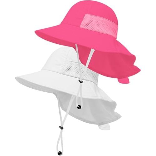 Toddler Baby Sun Hat Kids Summer UPF 50+ for Boys Girls Adjustable Beach Hats with Bucket Wide Brim Age 1-7 Years