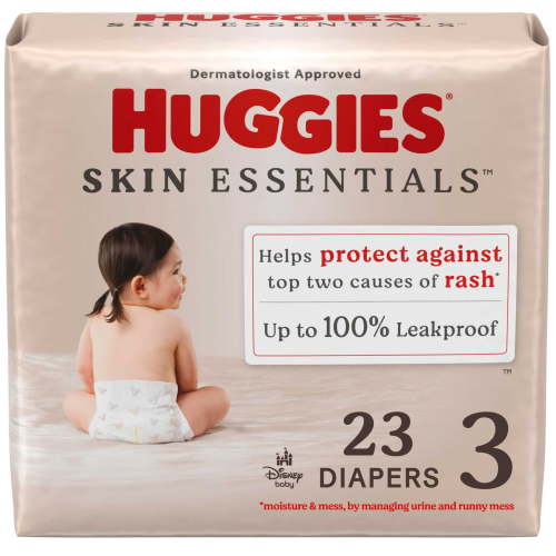 Huggies Skin Essentials Baby Diapers for Sensitive Skin, Size 3 (16-28 lbs), 23 Ct (Select for More)