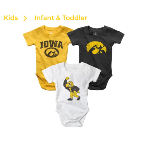 University of Iowa Infant 3 Pack Hopper Bodysuit Set