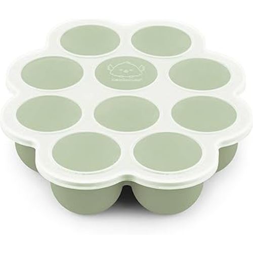 KeaBabies Silicone Food Freezer Trays with Lid, 2oz x 10 Pods Baby Food Storage Containers, Easy Puree Meal Prep, Breast Milk Silicone Freezer Molds, Dishwasher, Microwave Safe, BPA-Free (Sage)