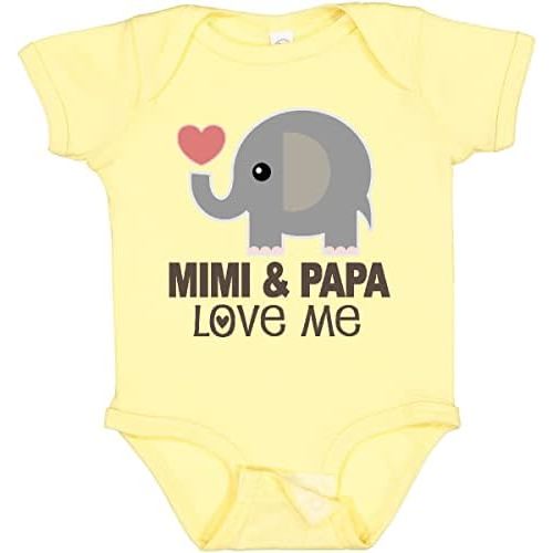 inktastic Mimi and Papa Love Me Elephant Baby Bodysuit