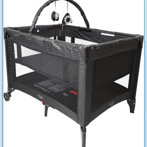 Cosco Funsport Deluxe Playard, Pack for travel, Bassinet mode, Portable Indoor & Outdoor Use/ play, compact fold, lightweight, travel bag included - Black Arrow