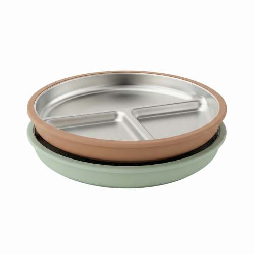 Stainless Steel Plate Set of 2 (Mocha Mousse & Sage Green)