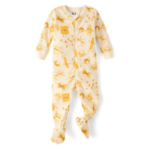 Baby And Toddler Pasta Snug Fit Cotton Footed One Piece Pajamas - Cream