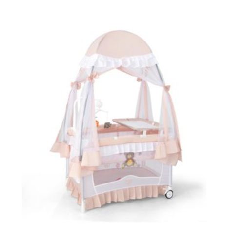 Girls Portable Playpen Crib Cradle Bassinet Changing Pad Mosquito Net Toys w Bag