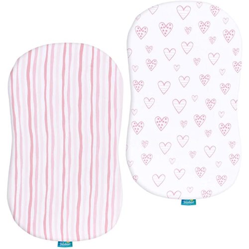 Bassinet Sheets Compatible with Halo Bassinest Swivel, Flex, Glide, Premiere & Luxe Series Sleeper, 100% Jersey Knit Cotton Sheets, Hourglass Bassinet Mattress Sheet, Pink Print for Baby - for Halo BassiNest Swivel Sleeper