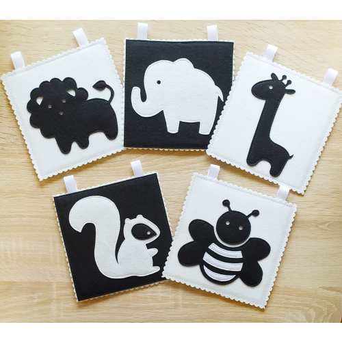 Infant Stimulation Contrasting Pattern, High Contrast quiet book pattern, Black and white felt cards for baby, Montessori newborn pdf