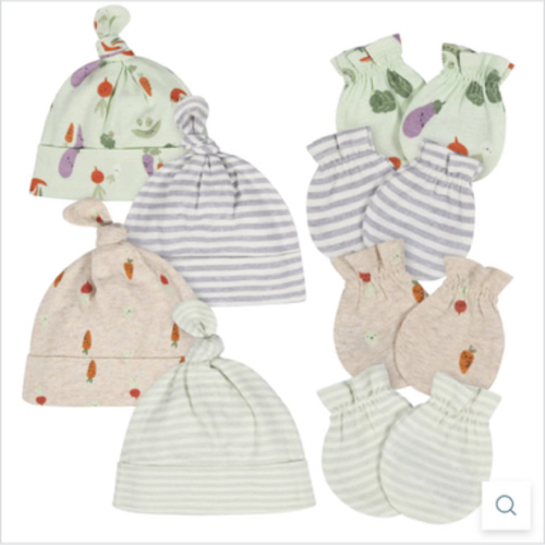 8-Piece Baby Neutral Happy Veggies No Scratch Mittens & Caps Set – Gerber Childrenswear