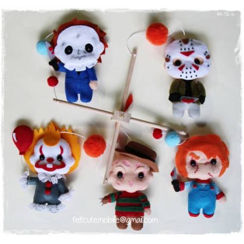 Mobile Inspired by Horror Movies Characters Cute Horror Characters Crib Mobile Cartoon Halloween - Etsy
