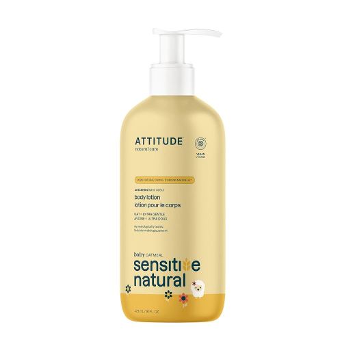 ATTITUDE Body Lotion for Baby, EWG Verified, Plant and Mineral-Based Ingredients, Vegan Personal Care Products, Sensitive Skin, Unscented, 16 Fl Oz