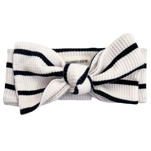 Organic Waffle Knot Bow, Black Stripe