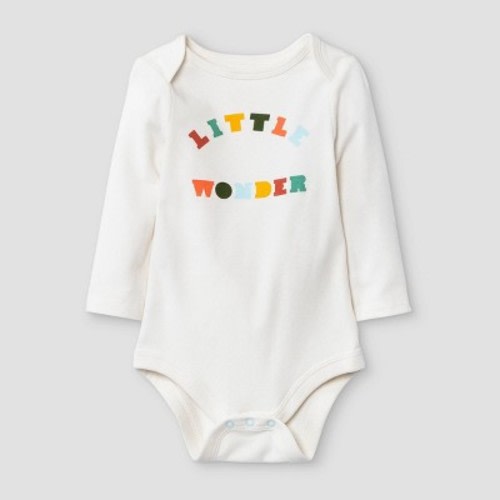 Baby Boys' 'Little Wonder' Long Sleeve Bodysuit - Cat & Jack™ Cream 3-6M