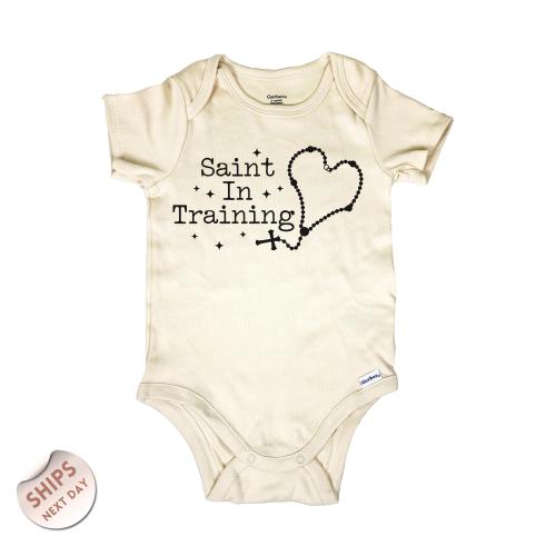 Saint In Training Infant Bodysuit, Catholic baby bodysuit, Baptism Gift for Baby, Christian Baptism Baby Bodysuit, Baby Shower Gift, 2000865