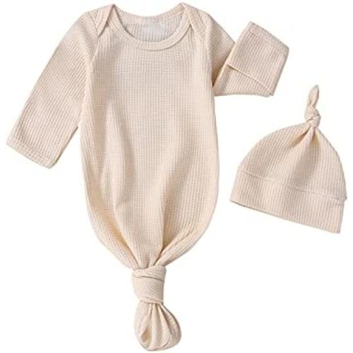 Twopumpkin Baby Girl Boy Coming Home Knotted Gown Unisex Newborn Infant Sleep Onesie Outfit Cute Baby Winter Pajamas